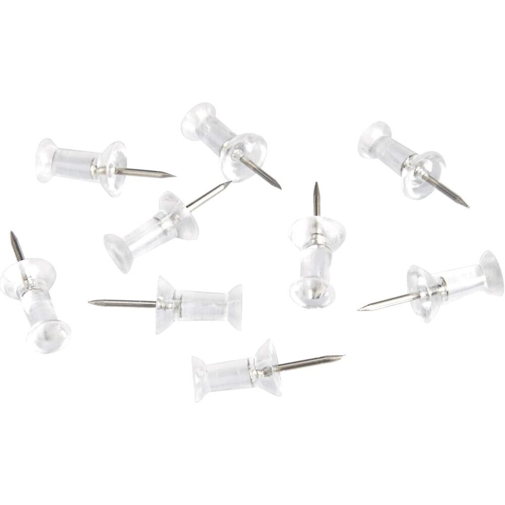 Push Pins Tacks, Steel Point, Clear Plastic Head, for Bulletin Board, Maps, Post